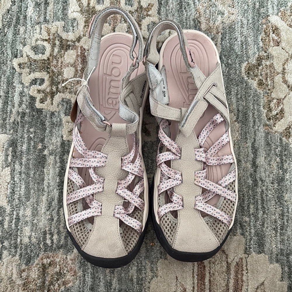 Brand New Jambu Cream and Pink Comfort Sandals